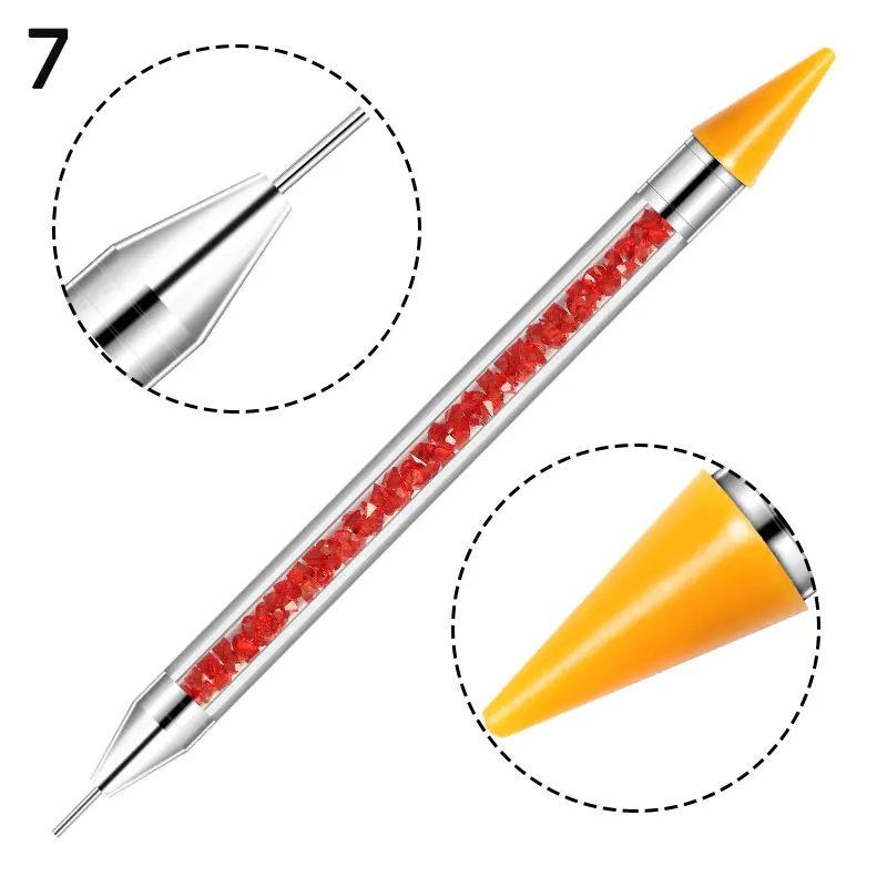 CYSHMILY 8 цветов Двусторонняя ручка для нейл-арта Раскрашивание карандаша хрустальные бусины со стразами сборщик воска карандаш DIY Ногти кисть-инструмент для маникюра - Цвет: Dotting Pen 7