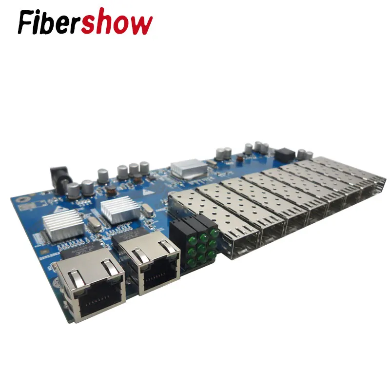 Гигабитный Ethernet медиа-конвертер 8 портов 1,25G SFP solt 2 RJ45 PCBA плата 10/100/1000 M