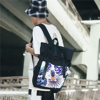 

Brand Design Travel Backpack Canvas bag's Casual Flamingo Pineapple Print Bag Computer Backpack Women Korean Harajuku Capacity