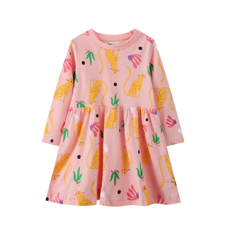 Jumping Meters Hot Selling Children's Girls Dress For Autumn Spring Princess Kids Cotton Clothes Animals Embroidery Bunny Dress baby dresses for wedding