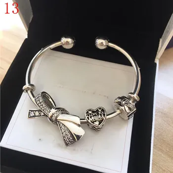 

High Quality 1:1 100%925 Sterling Silver Bow Pattern Clasp Bracelet Free Shipping