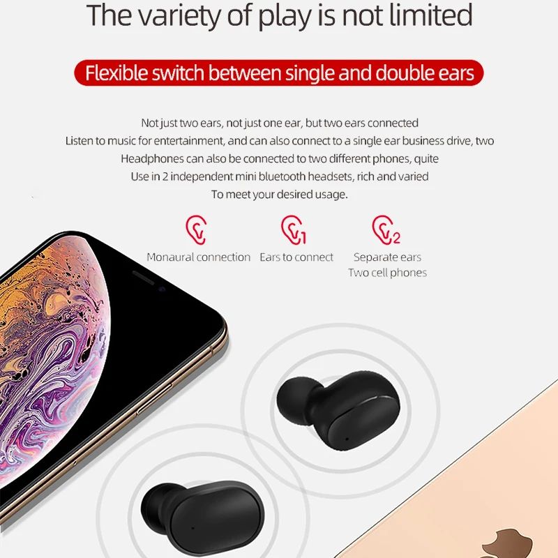 Bluetooth A6S Беспроводная гарнитура наушники 5,0 TWS наушники с шумоподавлением Двойной HD микрофон для Xiaomi huawei samsung