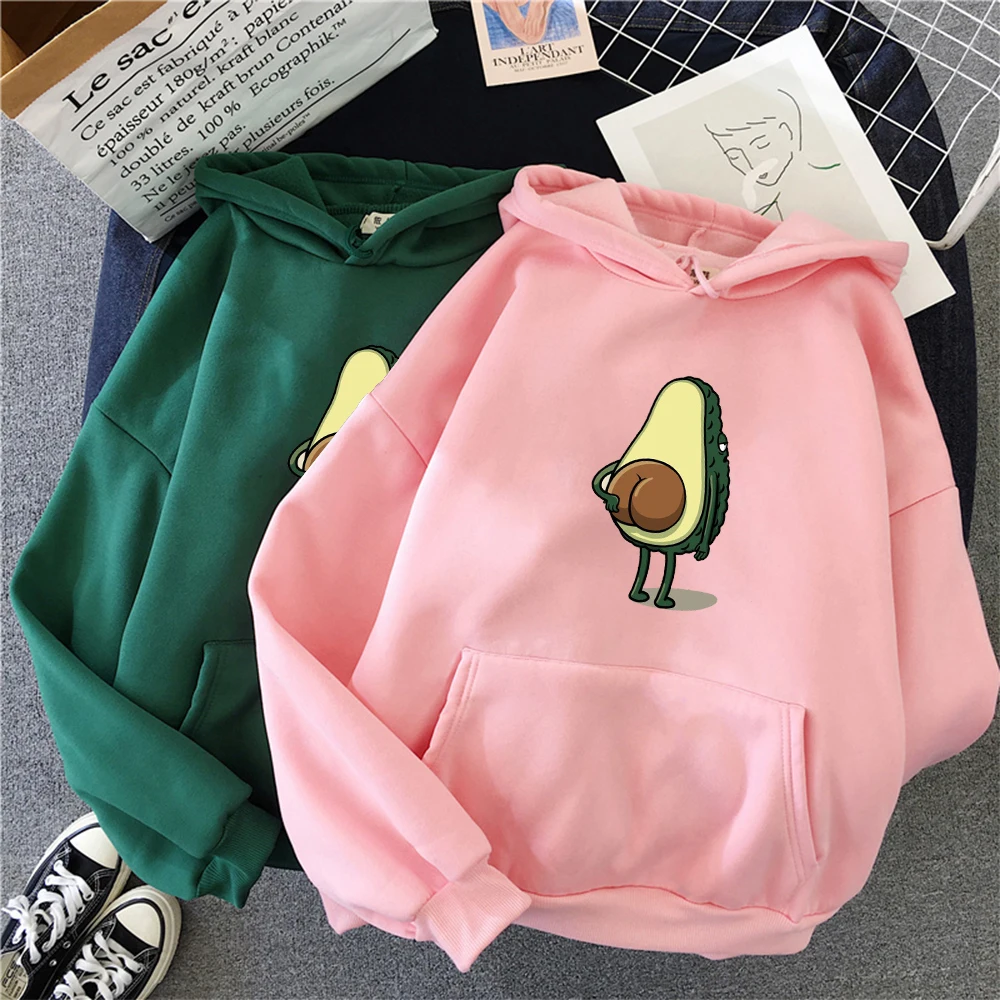

Women Cute Cartoon Avocado Sweatshirt Hoodies Kawaii Print Top Girl Print Hoodie Personality Sweatshirt Hip Hop Streetwear