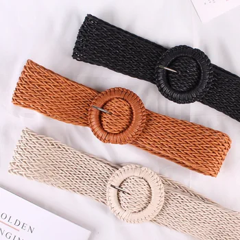 

fashion Weave decorate belt Ethnic style Waist seal Round buckle Pin buckle