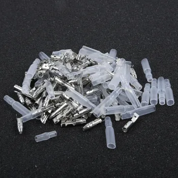 

100Set 4mm Bullet Crimp Terminal Connectors Motorcycle Male Female Socket+Sheath