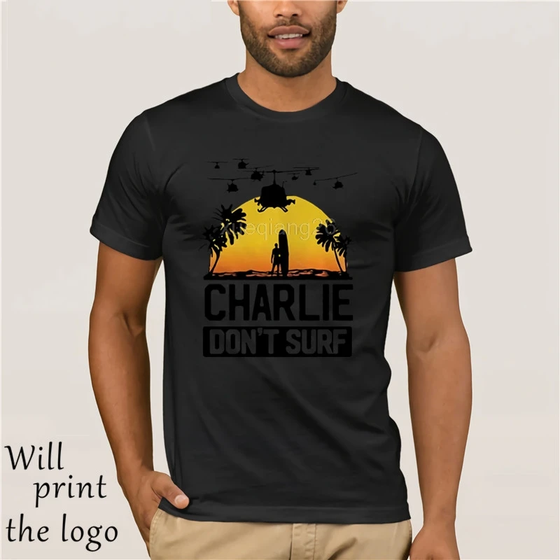 Charlie Dont Surf Apocalypse Now фильм футболка мужская Модная брендовая футболка с коротким рукавом и круглым вырезом хлопок футболка Топы - Цвет: black
