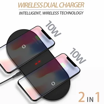 

Dual Seat 10W Qi Wireless Fast Charger For Samsung S20 S10 Double Fast Charging Dock Pad For IPhone 11 XS XR X 8 Airpods Pro