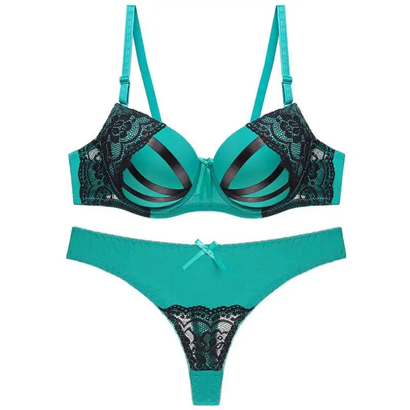

Lace Sexy Closed Bra Suit Foreign Trade European and American T-Pants Deep V Lace Sexy Closed Underwear Suit