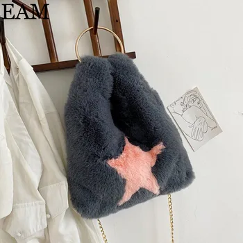 

[EAM] Faux Fur Clutch Vintage Bags For Women 2020 Winter Small Crossbody Shoulder Bag Branded Trend Handbags And Purses 8A595