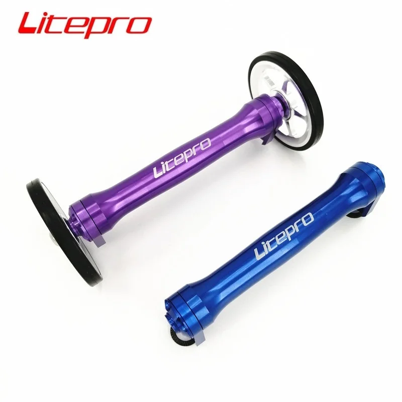 Litepro Bici Pieghevole Per Brompton Easy Wheel Extension Bar Asta Telescopica Portapacchi Easywheel