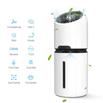 

Portable Air Purifier HEPA Filter Remove Formaldehyde Dust Rechargable Quiet Air Freshener Air Purifier For Home