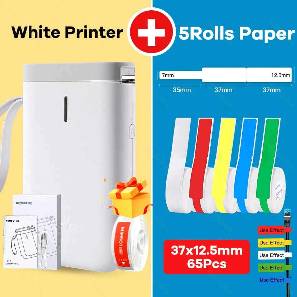 pocket printers Niimbot D11 Label Sticker Printer Mini Wireless Machine with Transpatent Label Sticker Paper Replacement Paper roll Color White mini printer cheap Printers