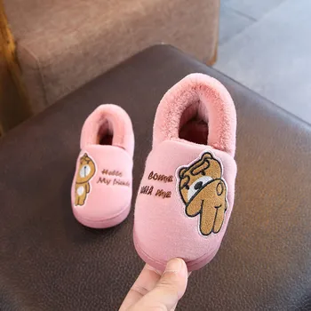 

2021 Children's Slippers Winter Girls Boys Flip Flops Warm Non-slip Soft Bottom Fur Slides Kids Slippers Home Indoor Baby Slippe