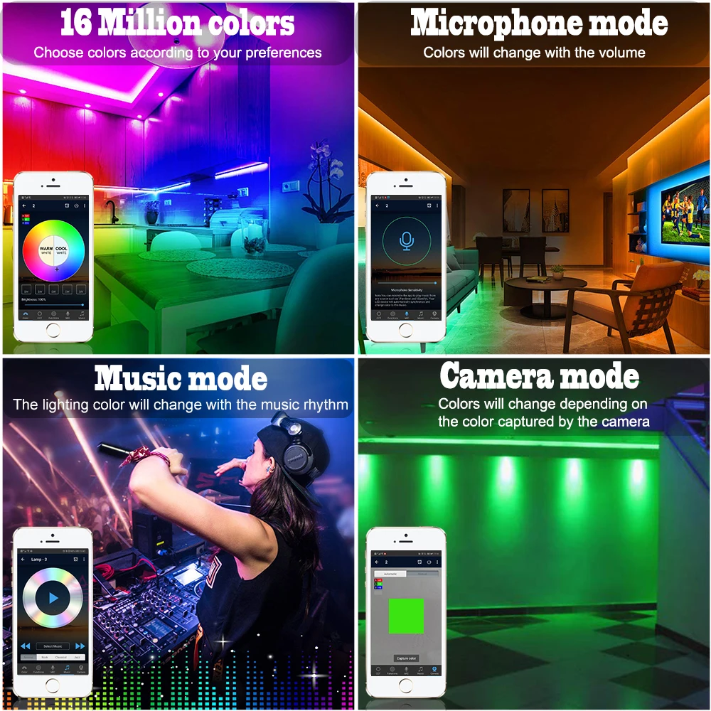 10 метров, умный 5050 RGB светодиодный светильник, набор полос+ bluetooth-контроллер с сеткой+ трансформатор для Amazon Alexa Google Assistant