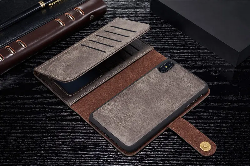 Винтажный чехол-бумажник из натуральной кожи для iPhone 11 Pro Max XR XS X 7 8 Plus, откидная крышка, съемная Магнитная задняя крышка для карт, Fundas