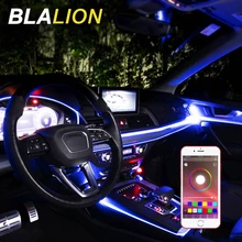 Listwy RGB LED oświetlenie otoczenia podświetlany przewód taśmy światła RGB kolorowe kontrola aplikacji nastrojowe światło wnętrza samochodu lampa DIY opaska światłowodowa