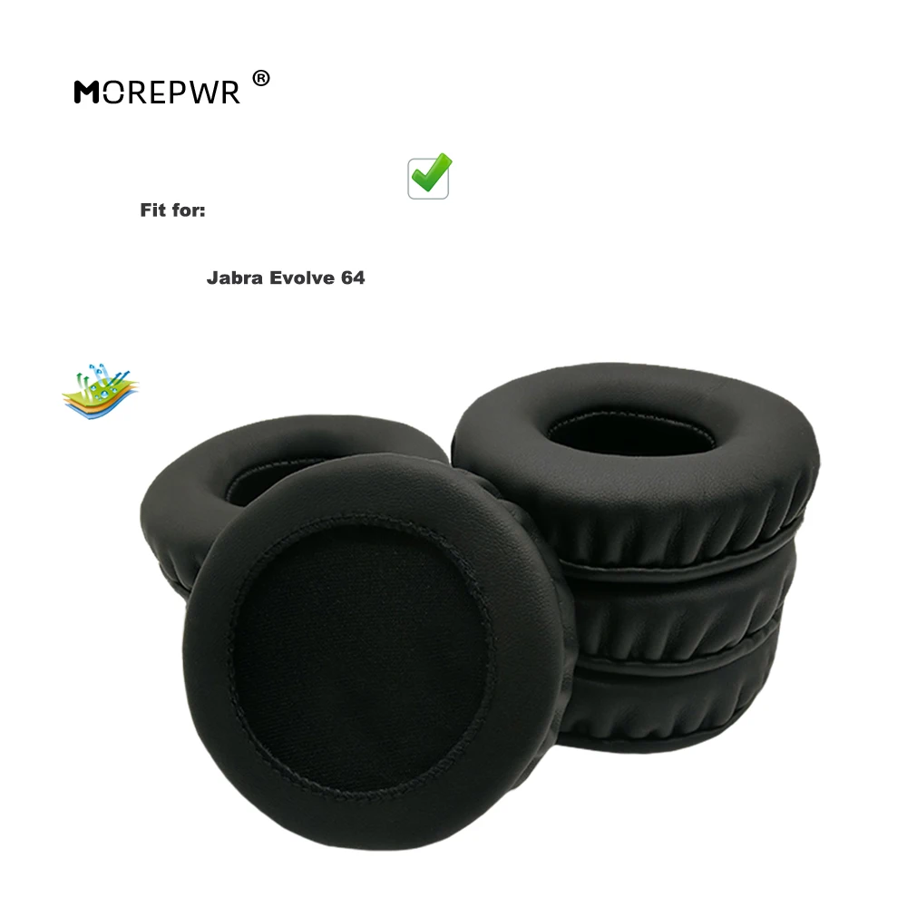 

Morepwr New Upgrade Replacement Ear Pads for Jabra Evolve 64 Headset Parts Leather Cushion Earmuff Sleeve