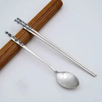 

999 sterling silver chopsticks silver spoon set non-slip silver chopsticks household silver tableware spoon