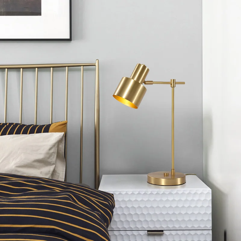 

Nordic Postmodern Copper Table Lamp Simple Rotary Lamp Shade Studio Bedroom Individual Creative Table Lamp