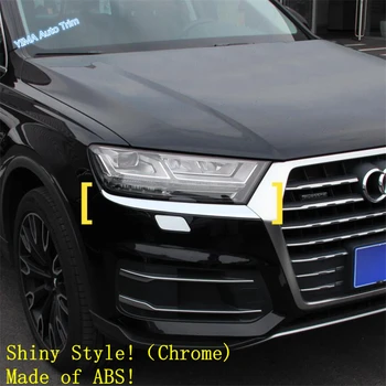 

Lapetus Auto Styling Front Face Lamp Lights Eyelid Eyebrow Cover Trim Chrome Fit For Audi Q7 S Line S-Line Sport 2016 - 2019 ABS