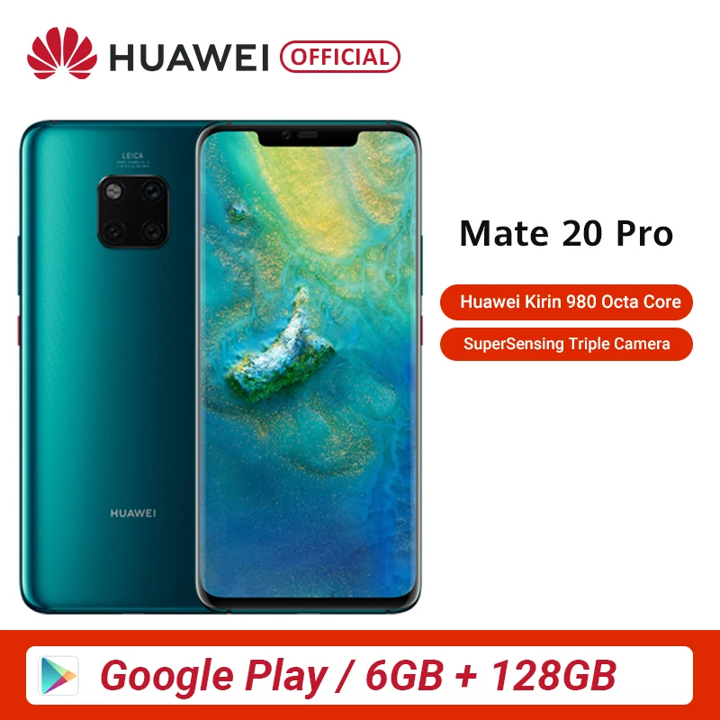 

Global Rom Huawei Mate 20 Pro 6GB 128GB Mobile phone kirin 980 Octa Core 6.39 inch OLED Android 9.0 4200mAh IP68
