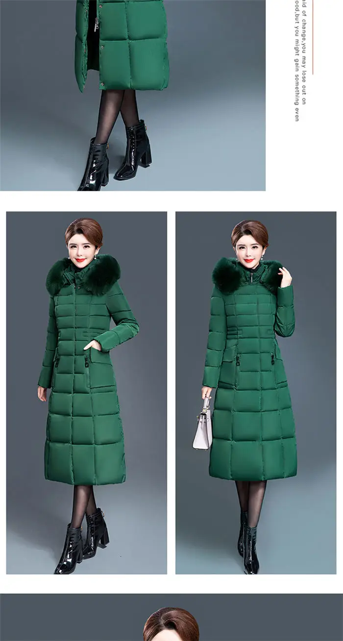 Женская зимняя куртка с хлопковой подкладкой для среднего возраста X-Long, уплотненное пальто, 5XL, большой размер, одежда для мамы, тонкая парка Casaco