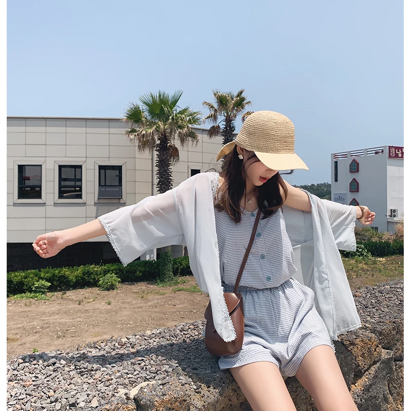 Mishow 2019 zomer causale driedelig pak vrouwen Hemdje + Elastische taille korte broek + Chiffon zon overhemd MX19B0187 Mishow 2019 zomer causale driedelig pak vrouwen Hemdje + Elastische taille korte broek + Chiffon zon overhemd MX19B0187