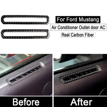 

For Ford Mustang Real Carbon Fiber Sticker AC outlet Car Air Conditioner Outlet Door AC Car Styling 2015-2017 Accessories