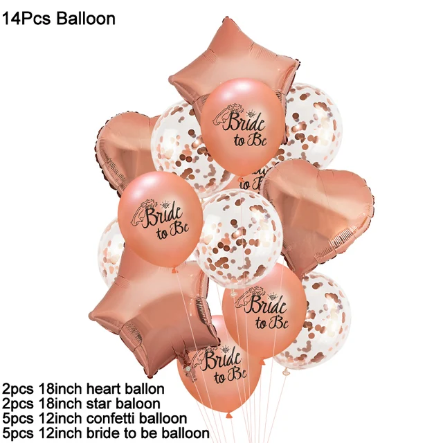 Wedding Decoration Bridal Shower Veil Team Bride To Be Satin Sash Balloon Bachelorette Party Girl Hen Party Decoration Supplies 14pcs balloons