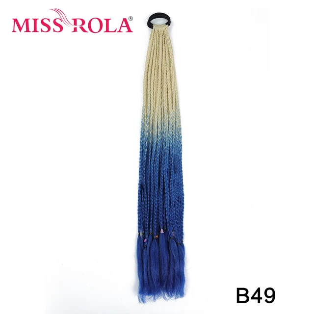 Synthetic Chignon Hair 60cm Hair Color Gradient Dirty Braided Ponytail Women Elastic Hair Rubber Band Hair Accessories Headband B49