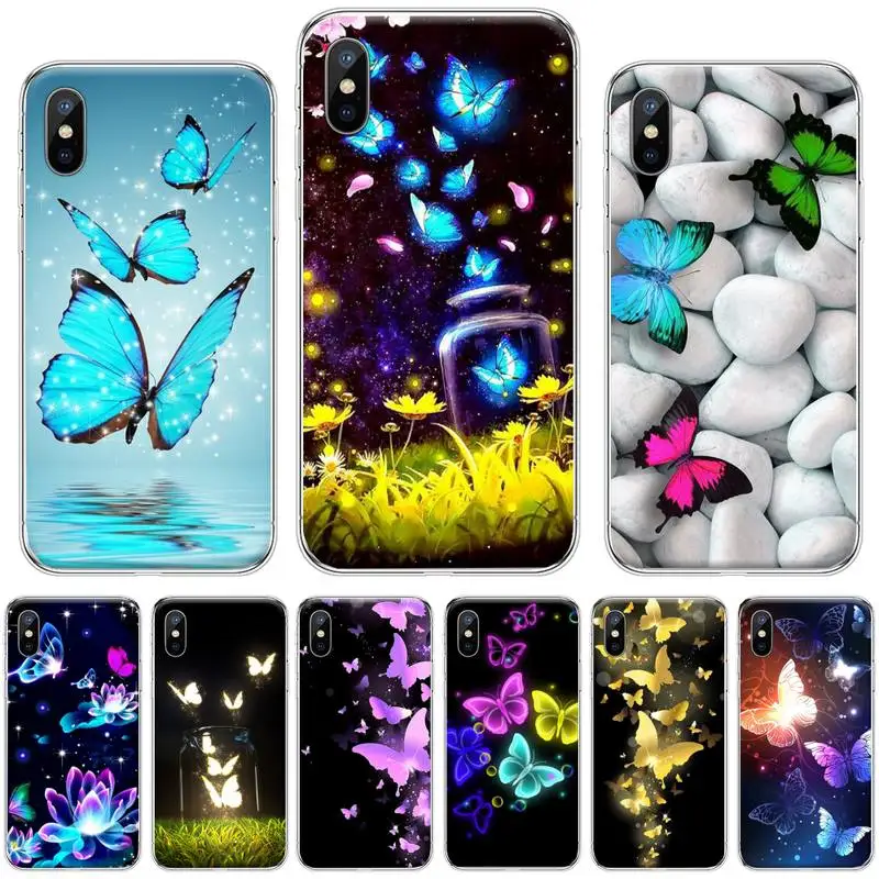Блестящий чехол для телефона с рисунком бабочки iphone 12 5 фотоблесток 5c se 6 6s 7 8 plus x xs