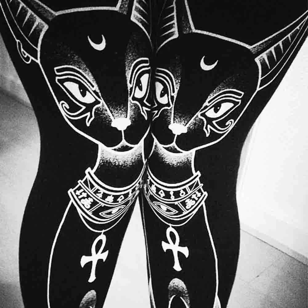 Bzoosio Модные женские леггинсы египетская печать Кот хиппи готические зауженные повседневные брюки YG леггинсы плюс размер тренировочные брюки F1