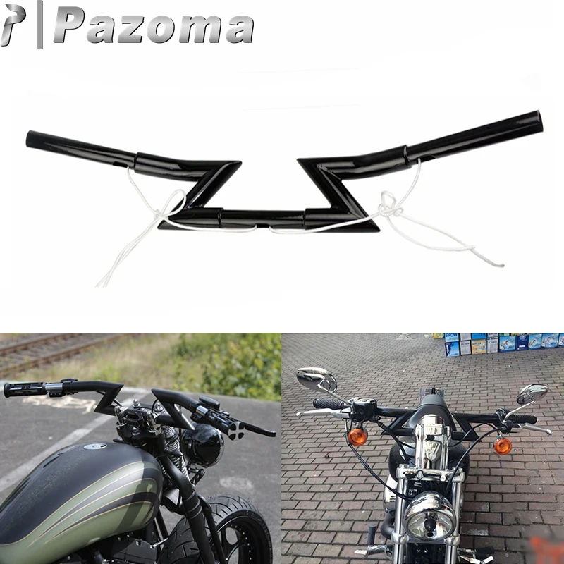 Черный мотоцикл 1 &quotClubman Drag Bar Crazy Z руль для Harley Softail Dyna Sportster XL Touring Bobber Chopper