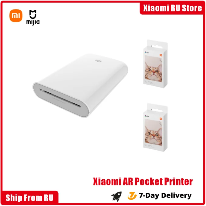 Xiaomi mijia AR Printer 300dpi Portable Photo Mini Pocket With DIY Share 500mAh pocket printer Print Paper picture | Электроника