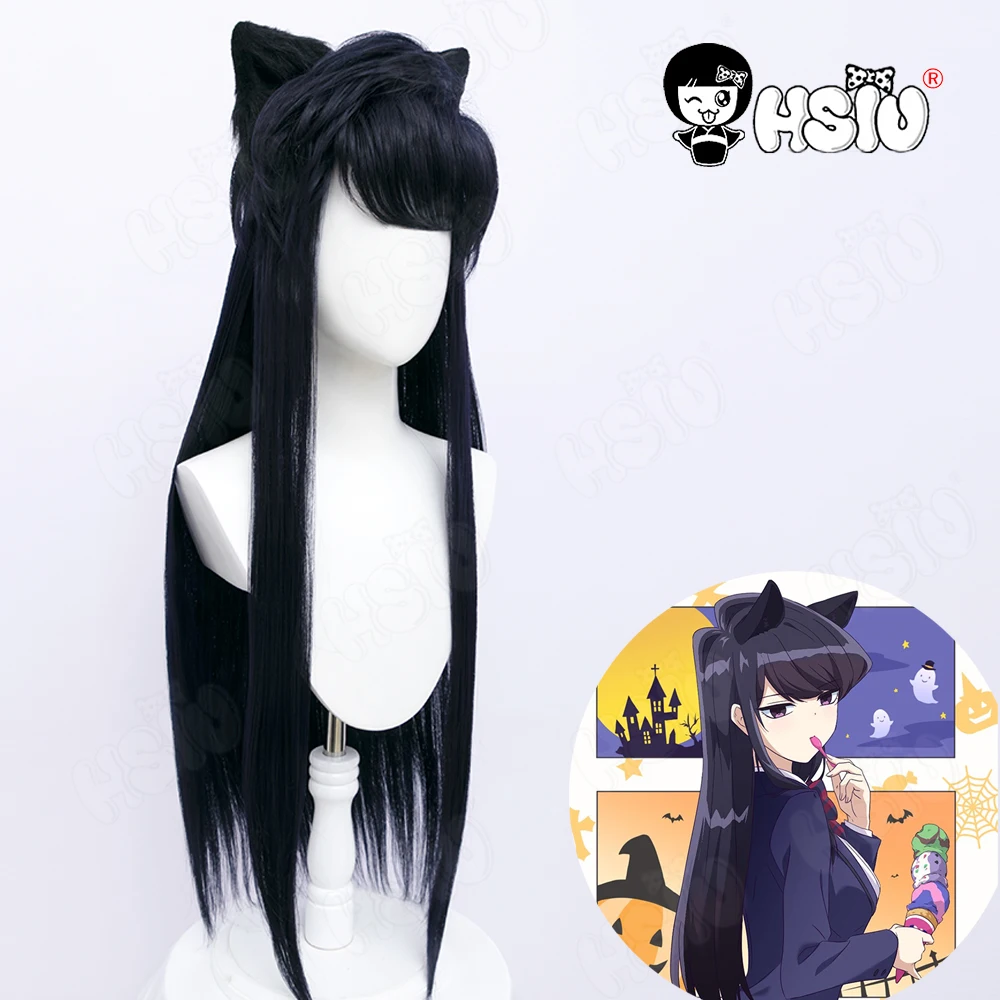 

Komi Shoko Cosplay Wig Anime Komi-san wa Comyushou desu Cosplay HSIU Dark blue purple long hair+Free wig Cap Komi Shoko Wig