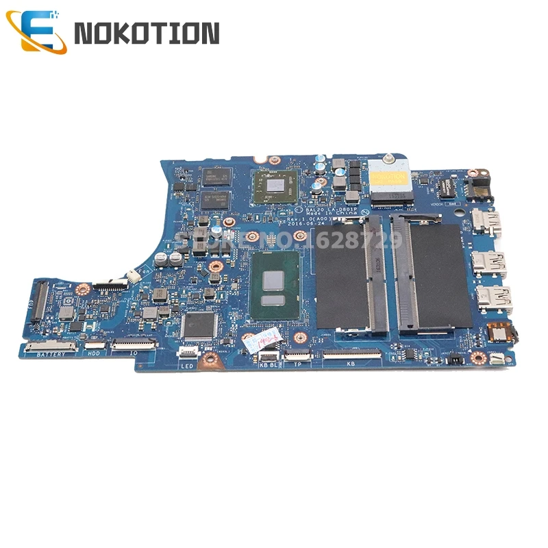 NOKOTION CN-0CV3V4 BAL20 LA-D801P материнская плата для ноутбука Dell Inspiron 15-5567 5567 Материнская плата ноутбука DDR4 I7-7500U Процессор R7 M445 GPU