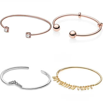 

Rose Square Sparkle Shine Floating Grains Tiara Wishbone Open Bracelet Bangle Fit Europe 925 Sterling Silver Bead Charm Jewelry