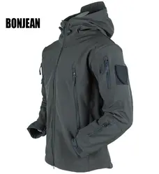 Мужская Тактическая Военная куртка, мягкая оболочка, зимнее теплое флисовое пальто, кожа акулы, водонепроницаемая ветровка, армейская