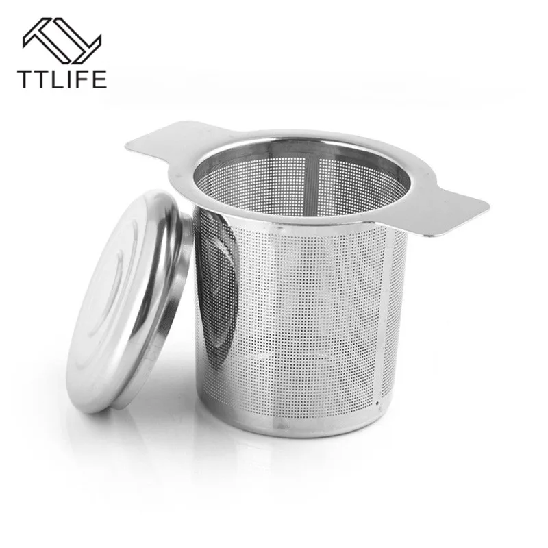 with cover TTLIFE Чай Leaf специй фильтр Питьевая Посуда сетки Чай заварки чайное ситечко, заварник Нержавеющая сталь свободные Кухня аксессуары для повторного использования - Цвет: with cover