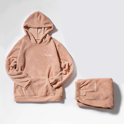 1 Sets hoodies pink Пижамные комплекты для женщин и мужчин, зимняя плотная фланелевая теплая одежда для сна, домашняя женская пижама с длинным рукавом, пижама для девочек, рождественский подарок - Цвет: 1 Sets hoodies pink