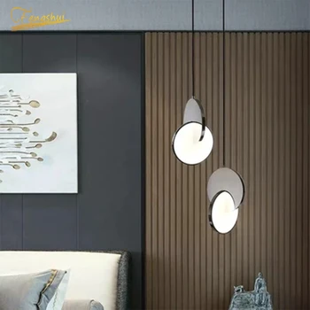 

Modern Creative Acrylic Mirror Round Pendant Lamp Nordic Designer LED Pendant Lights Hotel Restaurant Bedroom Living Room Lamps