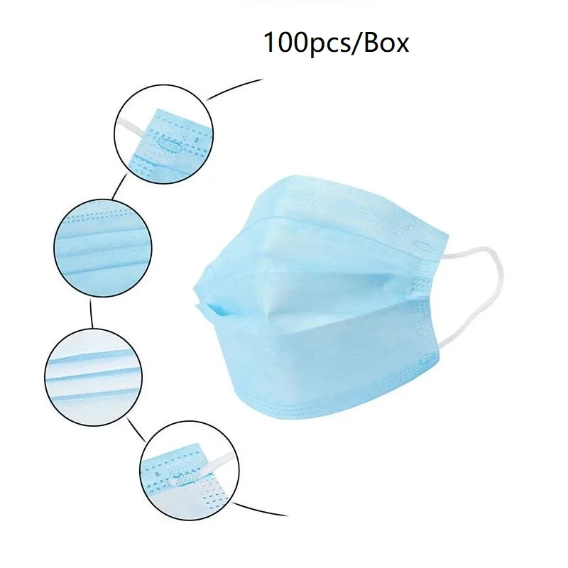 

100pcs protective face Mask hat Stock Quickly Delivery Disposable Face Mask Respirator Dust Pollution Mask