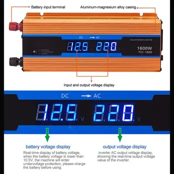 

Dual Display Car Power Inverter Converter Charger Adapter Modified Sine Wave 1600W/2200W