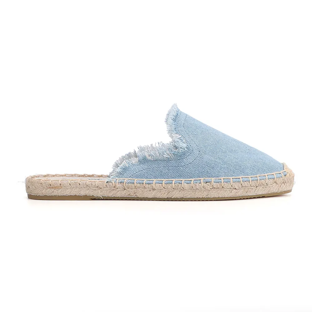 Woman Slippers Unicornio Terlik Solid Mules For Flat Limited New Denim Summer Rubber Cotton Fabric Pantufas Slides Shoes 