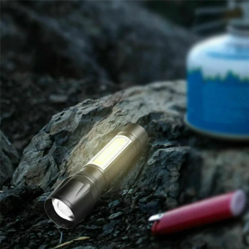 ZANCAKA Portable Zoomable Light USB Rechargeable COB Flashlight LED Work Light Torch Lanterna Hanging Clip Lamp Outdoor Camping