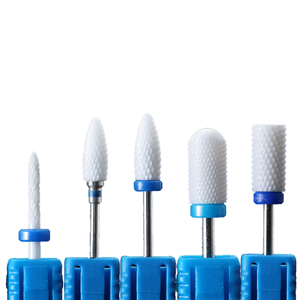 Juego de brocas de carburo de cerámica para uñas, cortador de fresado para aparatos de manicura, limas de uñas, herramientas para uñas de Gel, 5/6/7 Uds.