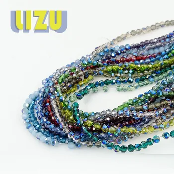 

DIY 32 faceted ball beads 4mm hand-beaded glitter plated transparent blue jewelry clothing material crystal loose beads handmade