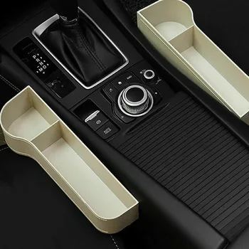 

Seat Gap Car Storage Box Holder ABS Beige Replacement Accessories 2Pcs