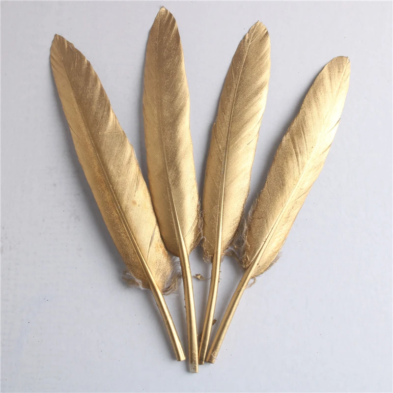 Золото окунутые черные утиные перья гусиные перья для поделок 10-15 см/4-6 дюймов натуральный фазан перо для самостоятельного изготовления ювелирных изделий Декор - Цвет: Gold