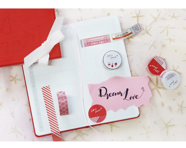 Подарочный набор kinbora Dream, клейкая лента для девочек, карманный блокнот в форме сердца, комбо, 8 предметов, подарки для студентов